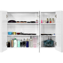 COSTWAY Mobile a Specchio per Bagno Armadietto Arredo con Specchio a Parete con 3 Ante e 2 Ripiani Regolabili in Altezza, Bianco, 90 x 11 x 65 cm
