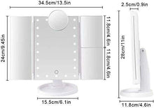 Specchio Touch Screen con 22 LED Light Light Lanciatura 3 Piegabile Specchi per vanità Flessibile Compatto