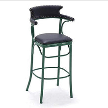 Sgabello Sedia Poggiapiedi Cuscino Retro Ferro Battuto Bar Stool PU Materiale di Alta Elastica con Schienale Alto Bar Stool Bar Stool Metallo Leg Cafe Cucina Stool QAF1010 (Color : Green)
