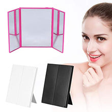 Salmue Specchio per il trucco illuminato, specchio per il trucco con 8 LED luminosi, rotazione regolabile a 180 °, doppio alimentatore, specchio a tre ante portatile(nero)