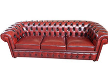 Trama Toscana Divano Chesterfield 3 Posti in Vera Pelle, Invecchiata 1-2-3