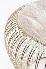 Kare Design Beam Marble Brass Tavolino, Grigio Chiaro, 43 cm