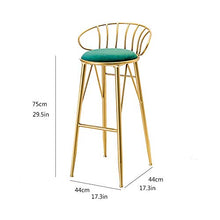 YS Sedia Sedia da Bar in Metallo, Sedia Dorata Cuscino in Flanella Home Breakfast Kitchen Counter Seat Adatto per Milk Tea Shop Coffee Shop,un ~ Verde