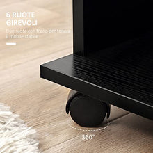 homcom Armadio con 2 Guardaroba, 5 Ripiani e 6 Ruote, in Legno e Alluminio, 120x40x128 cm, Nero
