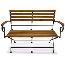 Cikonielf Panchina da Giardino Pieghevole 112 x 46 x 85 cm Panchina Terrazzo in Legno Massello d'Acacia per 2 Persone- Marrone
