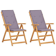 vidaXL 2X Legno Massello di Acacia Sedie Reclinabili da Giardino 5 Posizioni con Cuscini e Braccioli Rustiche Robuste Comode Seggiole Marrone