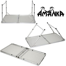 AMANKA Tavolino da PIC-nic 120x60x70cm Tavolo da Campeggio in Alluminio Altezza Regolabile Pieghevole Formato Valigia Grigio Scuro