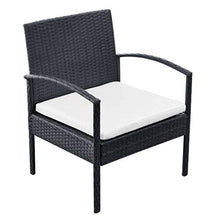 FAMIROSA Set Divani da Giardino 4 pz con Cuscini in Polyrattan Nero-2673