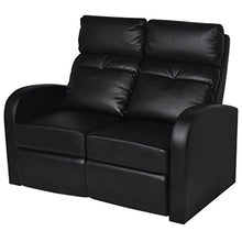 Festnight Divano Home Cinema 2 Posti Reclinabile in Pelle Artificiale Nera