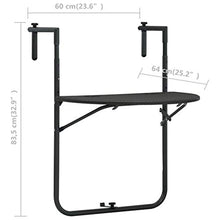 E E-NICES Tavolo da Balcone Pensile Marrone 60x64x83,5cm Plastica Rattan