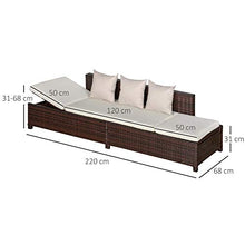 giordano shop Divano da Esterno 3 Posti 220x68x62 cm in Rattan Marrone