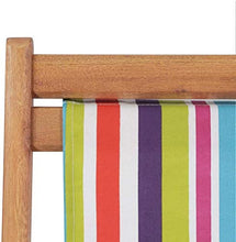 EBTOOLS Sedia a Sdraio Multicolore Pieghevole, Sedia Spiaggina Pieghevole Relax Sdraio per Giardino, per Giardino Spiaggia Campeggio, in Legno di Eucalipto + Tessuto