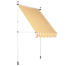 Emoshayoga Retrattile Regolabile in Altezza Resistente 1,5x1,2 M Tenda da Sole Tettoia da Giardino Multifunzione Manuale Resistente alle intemperie(Yellow And White Strips)