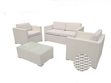 Set da giardino Musa mobili garden 4 pezzi Simil Vimini da giardino con divano poltrona tavolino-colore bianco panna