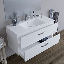 Mobile bagno SOSPESO 100 cm con lavabo in ceramica e specchio con cassetti BIANCO LINDA 8210