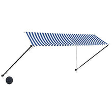 VidaXL Tenda da sole retrattile con LED, 350 × 150 cm, blu e bianco