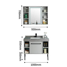 ZoSiP Set di Mobiletti Specchio e Lavabo Semplice del Cabinet del gabinetto dello Specchio del gabinetto del Bagno del Bordo della Roccia Semplice (Color : Gray, Size : 50x100x85cm)