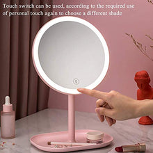 Specchio ingranditore, specchio per il trucco illuminato tricromatico, specchio cosmetico da viaggio, touch screen dimmerabile con ingrandimento 5X Specchio per il trucco da tavolo adatto per il bagn