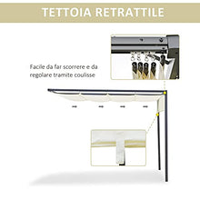 Outsunny Gazebo Pergola 3x3m da Giardino in Metallo con Tettuccio Scorrevole Bianco Crema, Pergola da Giardino a Parete
