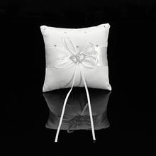 dDanke - Cuscino per fedi nuziali, con doppio cuore, con strass, 15 x 15 cm