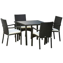 Set Tavolo con 4 Sedie da Giardino in Rattan Nero