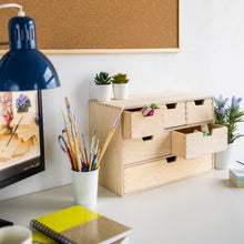 Creative Deco Mini Cassettiera in Legno | 6 Cassetti | 42 x 20 x 28.5 cm (+/- 1 cm) | Scatola Armadio di Stoccaggio | Compensato Non Verniciato | Perfetto per Conservare. Decoupage e Decorazioni