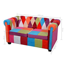 vidaXL 2X Divani Chesterfield Morbidi Imbottiti con Braccioli Set Comodi Eleganti Raffinati Robusti Sofa Arredi Casa in Tessuto Patchwork