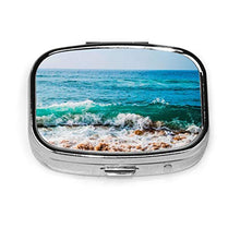 Scatola quadrata per pillole con onde oceaniche alla moda, organizer per pillole da viaggio, per integratori di vitamine