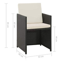 SKM Set da Pranzo da Giardino 5 pz con Cuscini in Polyrattan Nero (49kg)