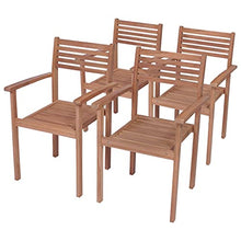vidaXL Sedie da Giardino 4 pz con Cuscini Neri in Massello di Teak