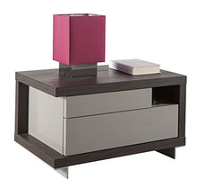 Comodino sinistro con due cassetti color rovere nobile e grigio laccato