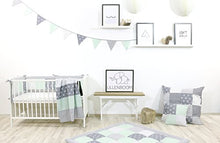 Copripiumino neonato ULLENBOOM ® 80x80, verde menta, grigio (adatto anche a una copertina da carrozzina o un cuscino decorativo)