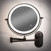 MRJ Specchio Trucco con Ingrandimento 5X/1X Specchio Bagno con Luci a 3 Colori Luminosità Regolabile Specchio Estensibile da Bagno Rotazione a 360° USB Ricaricabile, Nero