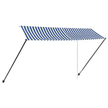VidaXL Tenda da sole retrattile con LED, 350 × 150 cm, blu e bianco