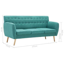 Tidyard Divano a 3 Posti in Stoffa Imbottito Moderno 172x70x82cm Verde/Grigio Chiaro - Arredi Casa