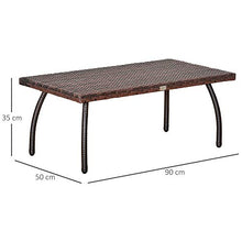 Tavolino Basso da Giardino 90x50x35 cm in Rattan Marrone