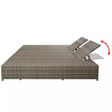 Tidyard Lettini da Giardino, Doppio Lettino Prendisole con Cuscino Polirattan Leggero Grigio
