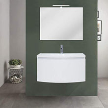 OrionShop Mobile Bagno Sospeso KAHINA da 80cm Bianco Opaco con Lavabo Specchio e Lampada LED Inclusi