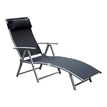 miozzi Sdraio Prendisole Relax Reclinabile Pieghevole in Metallo 137x63.5x100.5 cm Nero