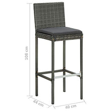 FAMIROSA Set da Bar da Giardino 5 pz con Cuscini in Polyrattan Grigio-4921