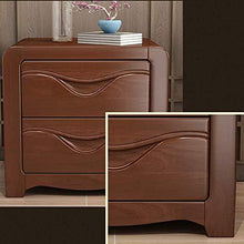 H-CAR Elegante Comodino in Legno massello, Comodino, Comodino con Design Moderno a Doppio cassetto
