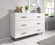 3xEliving Cassettiera minimalista scandi stile Coleus 125cm bianca, perfetta per interni moderni