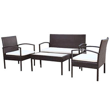 FAMIROSA Set Divani da Giardino 4 pz con Cuscini in Polyrattan Marrone-2672