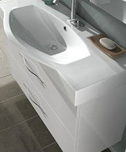 Mobile bagno moderno New York sospeso bianco, misura cm 104, con specchio, lavabo e colonna