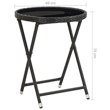 FAMIROSA Tavolino da caffè Nero 60 cm in Polyrattan e Vetro Temperato