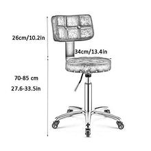 Sgabelli da Cucina con Ruote，Sgabello per Estetista con Nero Similpelle Posto a Sedere，Altezza Regolabile 70-85 cm，Capacità di Carico 160 kg，Sgabello Camera da Letto con Schienale Per Cucina, Elevato