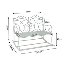 miozzi Panchina a Dondolo da Giardino 2 Posti in Ferro Shabby Bianco 102x74.5x78 cm