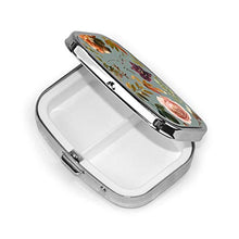 Scatola quadrata per pillole medicinali in rame autunno fiori mantello blu moda pillola organizzatore viaggio pillola caso dispenser per vitamine integratori