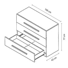 Letto Facile MF Cassettiera Star Bianco Lucido 3 cassetti, 77 x 100 x 43 cm