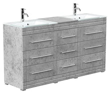 Mobile bagno a terra Vitro Modern con lavabos in vetro grigio cemento